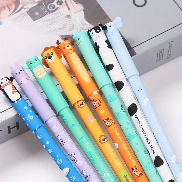 8 Pack Animal Shaped Erasable Pens For Journaling Writing Office