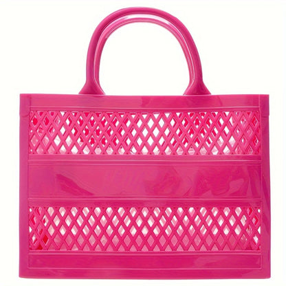 Candy-Colored Basket Bag - Large Capacity Beach Tote