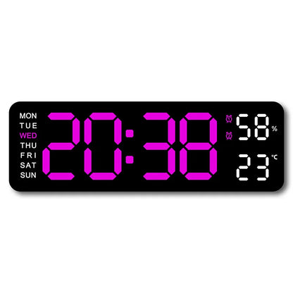 9 Inch Digital Wall Clock - USB Powered with Temp & Humidity Display