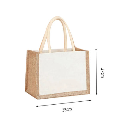 Burlap Jute Tote Bag - Vintage Reusable Grocery & Gift Bag