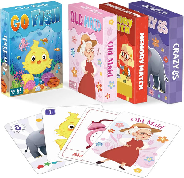 Kids Card Games Go Fish Old Maid Memory Match And Crazy 8s For Kids