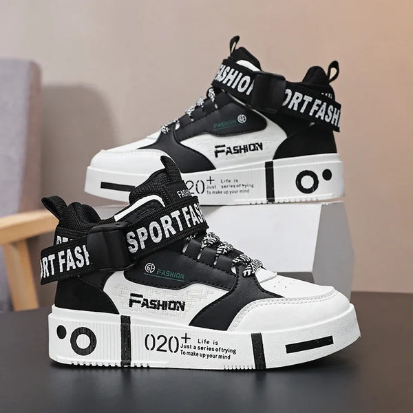 Kids Fashion Sports Shoes Boys High Top Board Shoes Leisure Shirt