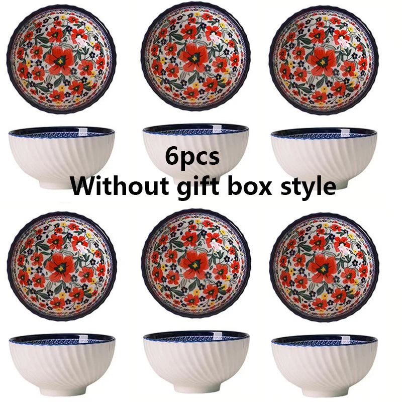 Japanese ramen bowl set (310ml), Cereal & Salad Bowl Serving Set - (2/4/6) PCS, Ceramic Table Wear, Oven Safe
