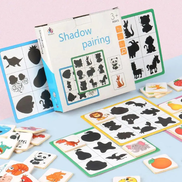 Children Shadow Matching Toys Toddler Memory Match Game Wooden Shape