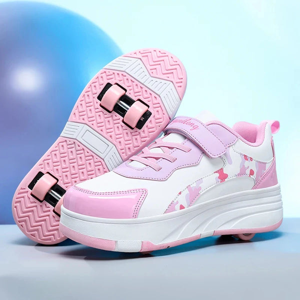 Wheeled Roller Skate Sneakers For Kids Portable Outdoor Sport Sport