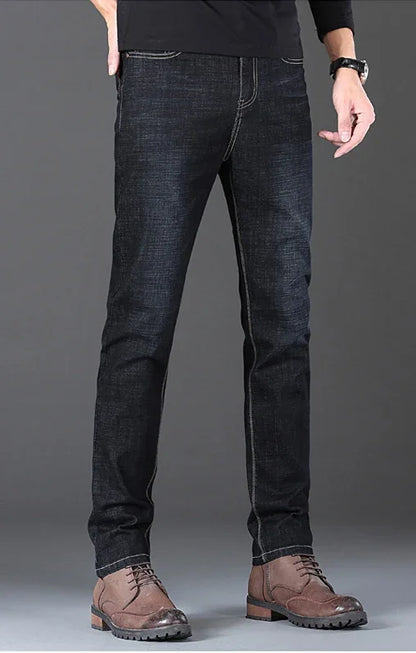 Men's Stretch Jeans - Slim Straight Fit Black & Blue Trousers