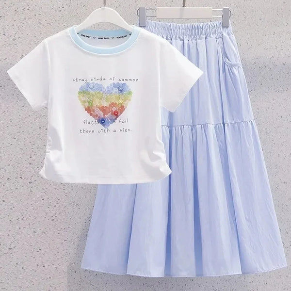 2026 Summer New Teenage Girls Clothing Sets Children Short Sleeve