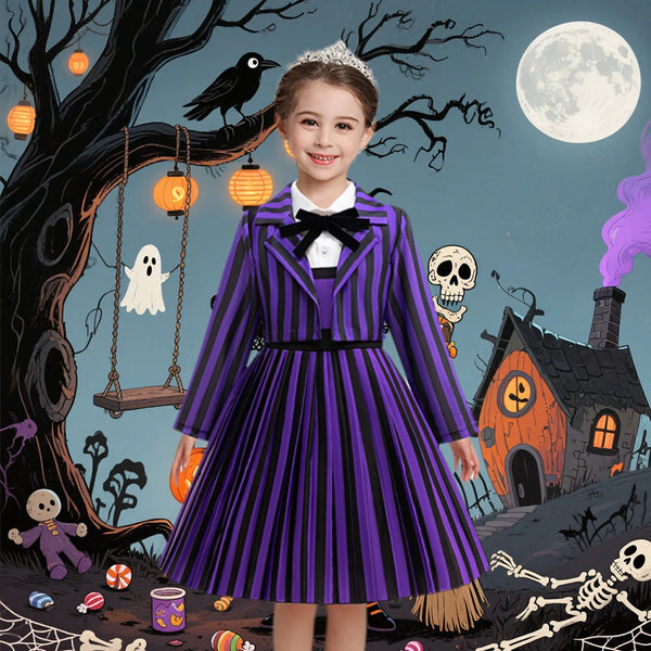 Kids Girl Clothes 2pcs Wednesday Enid Cosplay Halloween Costume