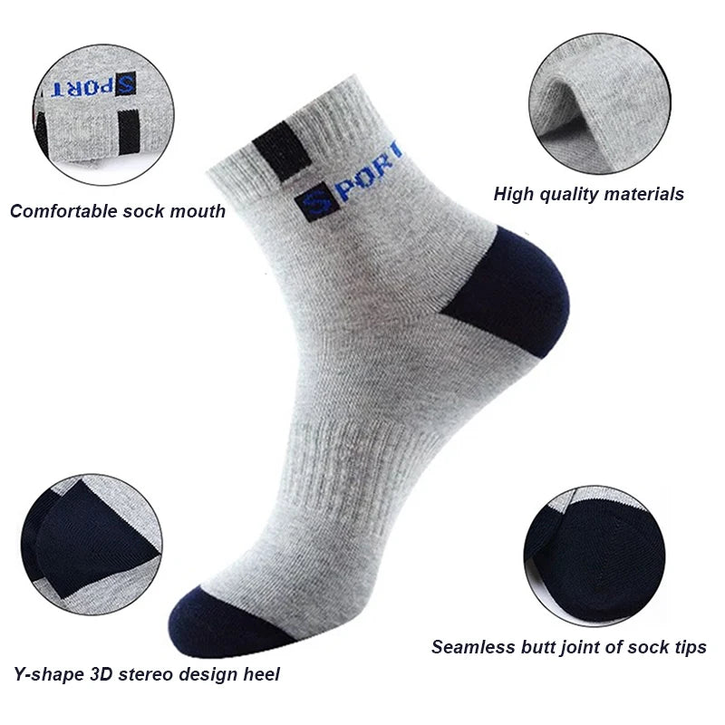 Men's Cotton Socks - Sport Breathable Soft Letter Sneakers