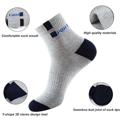 Men's Cotton Socks - Sport Breathable Soft Letter Sneakers