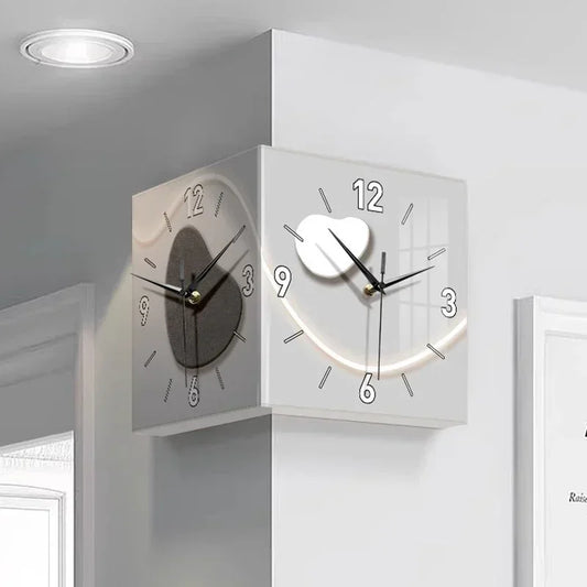 Double-Sided Wall Clock - Modern Art LED Light Clock