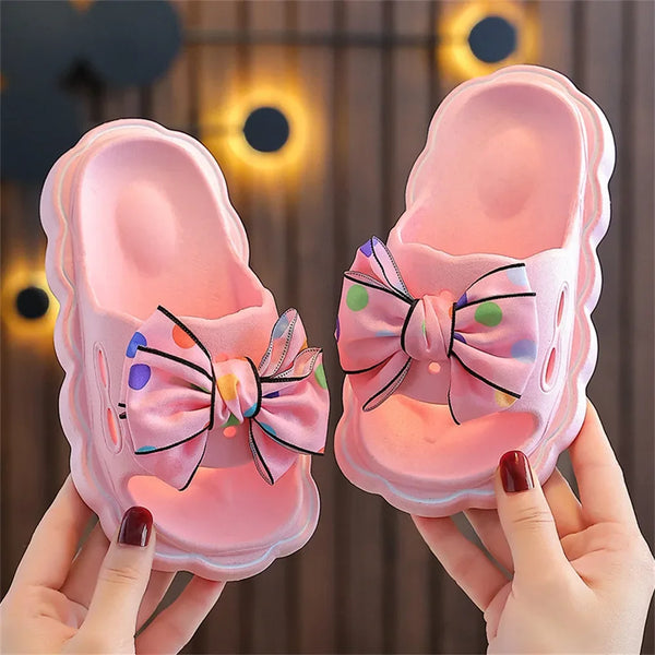 Kids Slippers Spring Autumn Girls Fashion Bow Wear Wear Non Slip