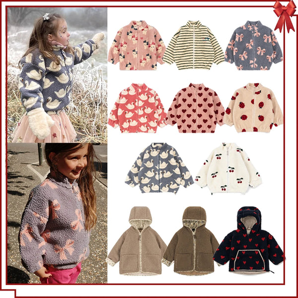2025 Winter Ks Children Cotton Lamb Wool Warm Outerwear Clothes