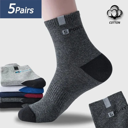 Men's Cotton Socks - Sport Breathable Soft Letter Sneakers