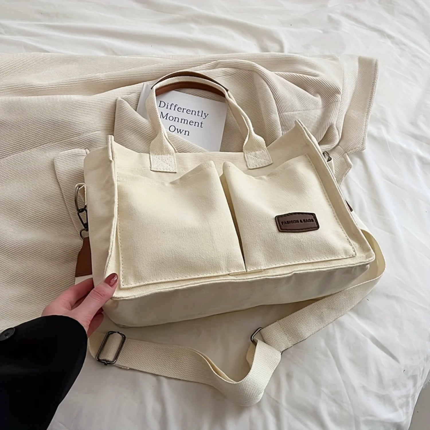 Canvas Tote Bag Crossbody Strap Women's Shoulder Bag