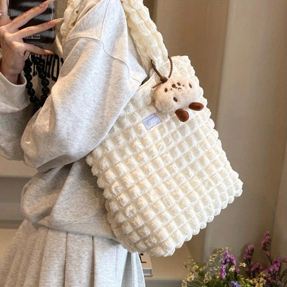 Ruched Tote Bag | Pleated Shoulder Bag | Bubble Handbag - Fashion for Women