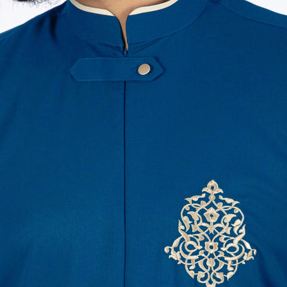 Men's Arabic Thobe - Embroidered Muslim Jubba Robe