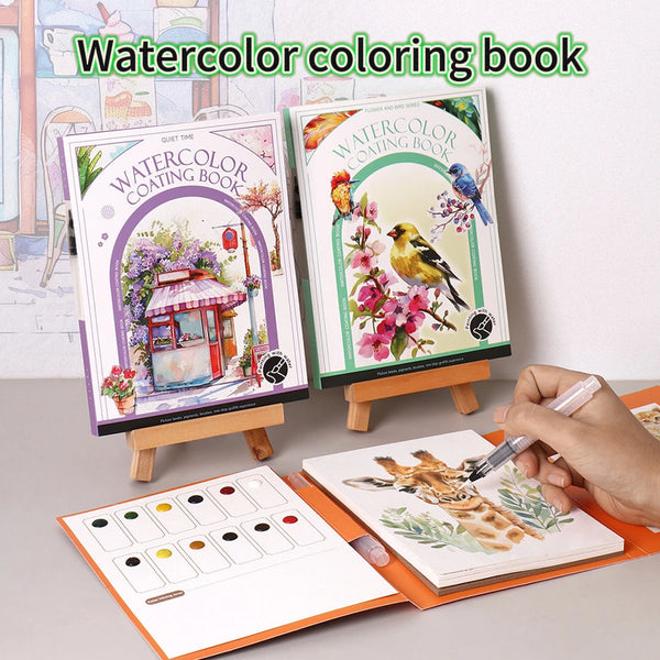 Kids Watercolor Coloring Book Educational Art Activity Reusable Non