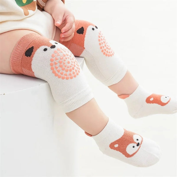 Kids Baby Anti Slip Cartoon Knee Pads Socks Sets Thin Cotton Mesh
