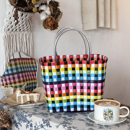 Woven Camping Tote Bag - Picnic & Beach Vegetable Basket