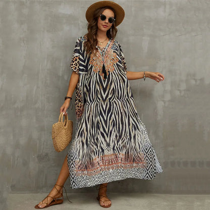 Women's Plus Size Kaftan Dress: Maxi Caftan Beach Cover Up & Summer Loungewear