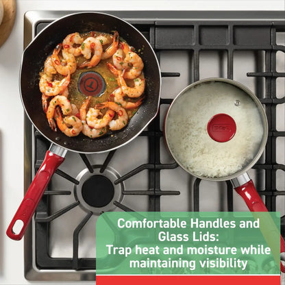 20pc Non-Stick Cookware Set | Easy Care Red Kitchen