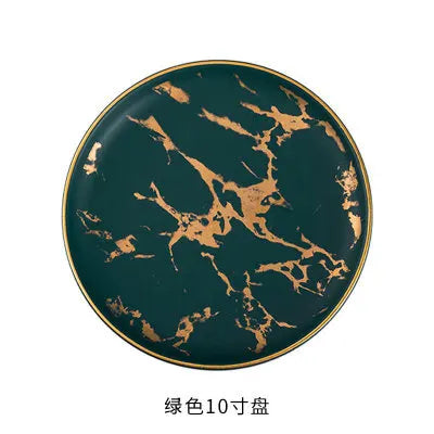 Nordic Marbled Gold Edge Ceramic Plate