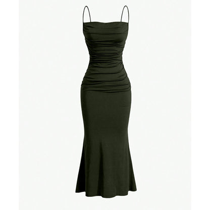 Women's Mermaid Hem Maxi Dress - Slim Fit Spaghetti Strap Party Dress