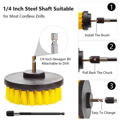 Drill Brush Attachment Set - Power Scrubber Cleaning Tool Kit