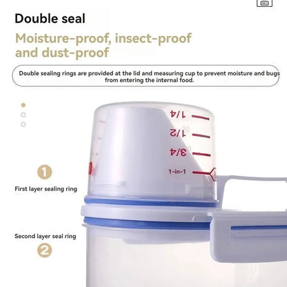 Rice Storage Canister with Measuring Cup | Moisture & Insect Proof