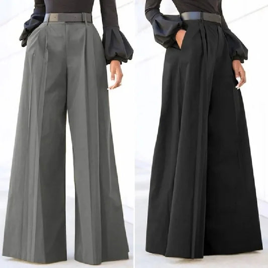 Women's Wide Leg Palazzo Pants - Summer Printed Linen Trousers