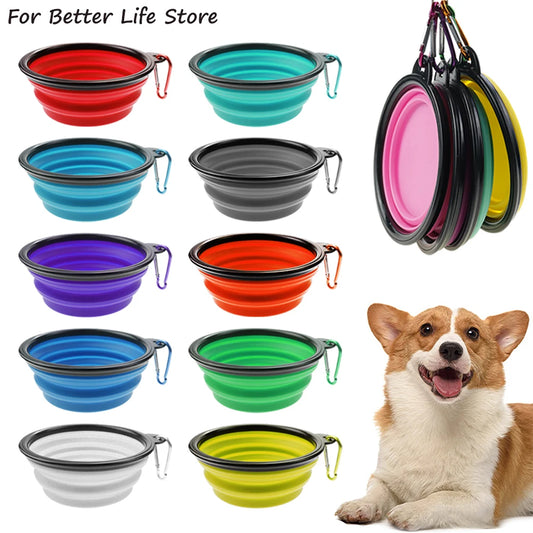 350ml Folding Pet Bowl - Portable Travel Dog & Cat Bowl with Keychain