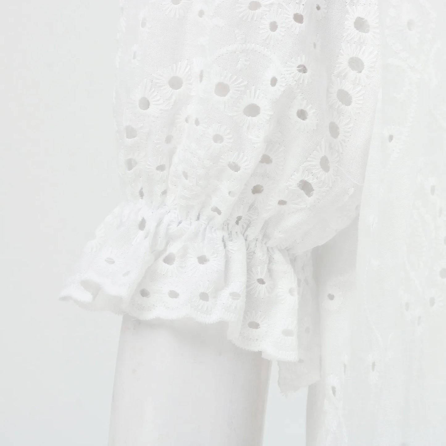 White Bohemian Beach Dress - Casual Hollow Crochet Long Dress