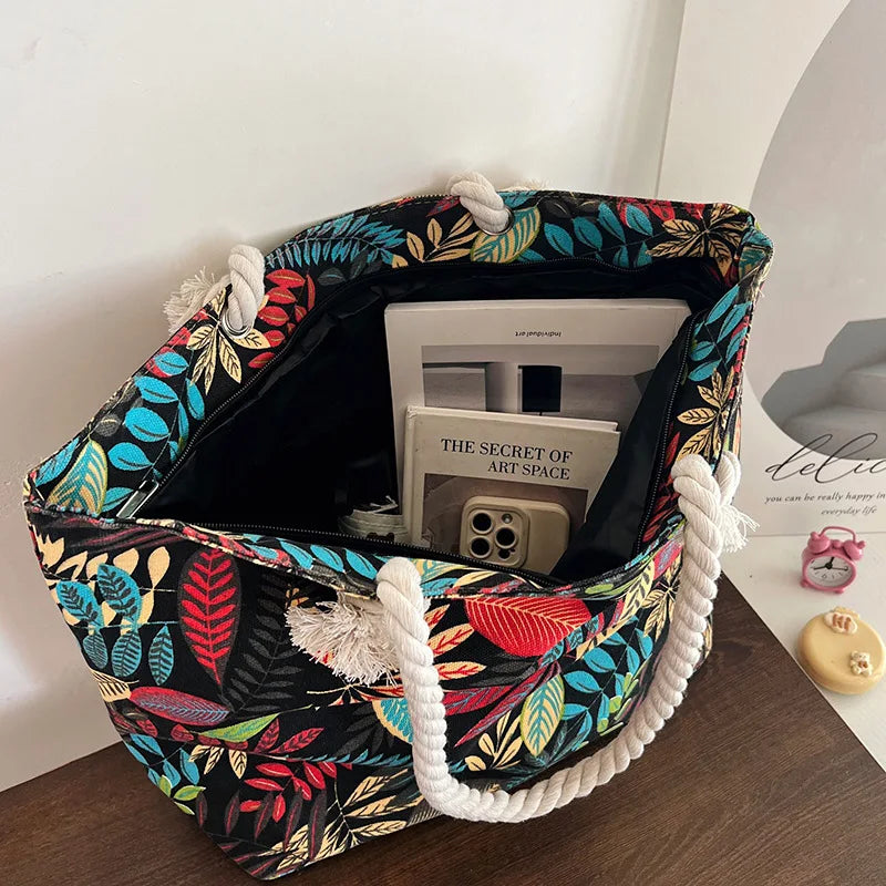 Women’s Canvas Beach Bag - Printed Tote for Ladies