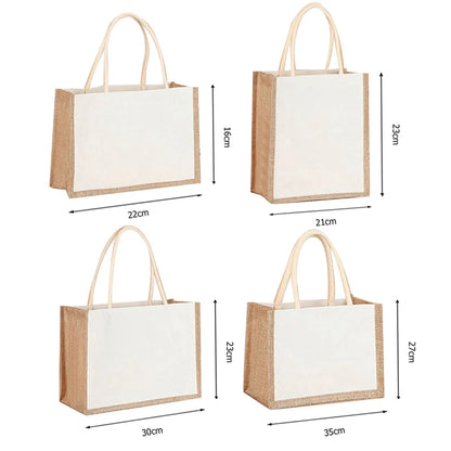 Burlap Jute Tote Bag - Vintage Reusable Grocery & Gift Bag