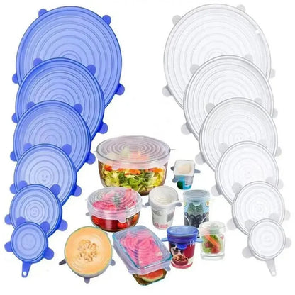 6Pcs Silicone Preservation Covers - Reusable Airtight Food Lids