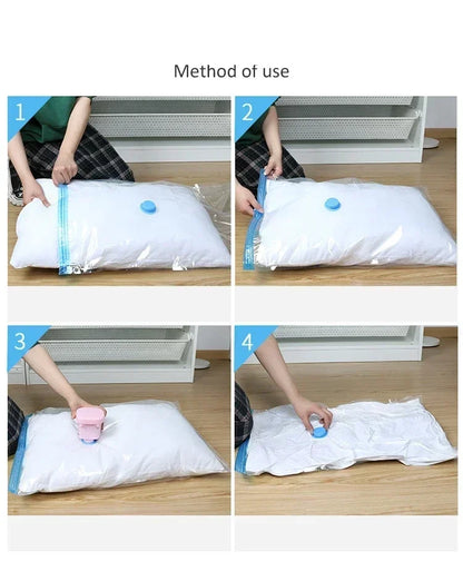 8PCS Vacuum Storage Bags - Space Saver Travel Storage with Hand-Pump