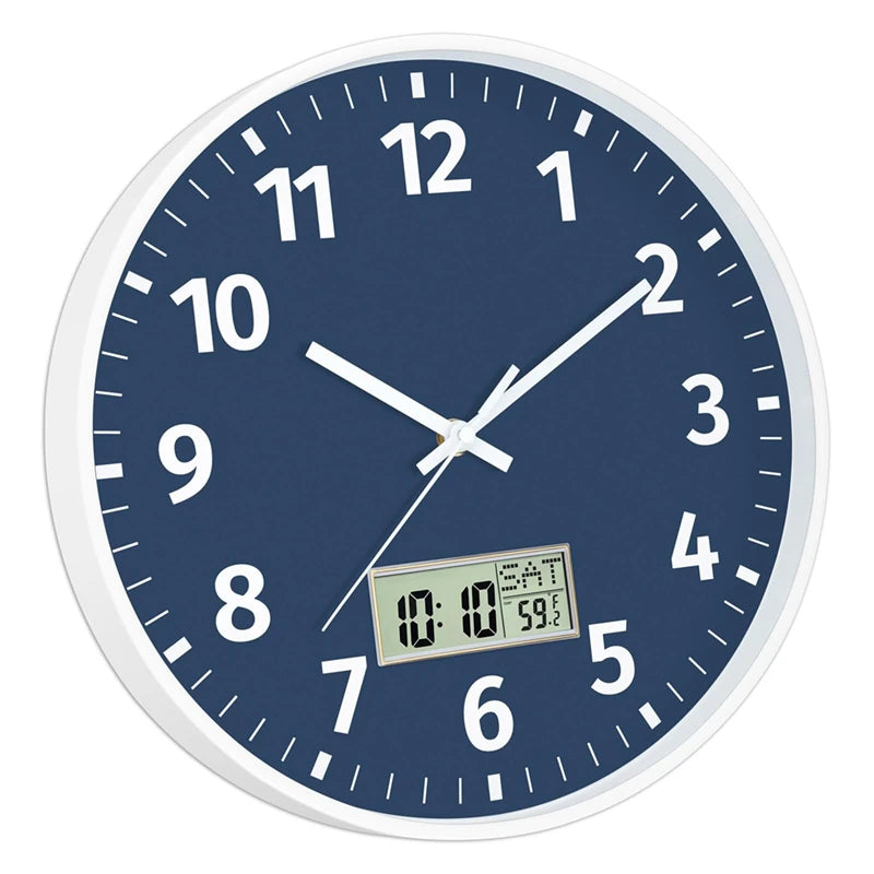 Digital Wall Clock - Time, Day, and Temperature Display