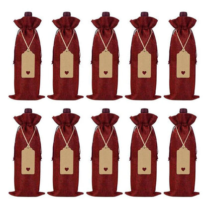 Burlap Wine Bags - Jute Wine Bottle Bags with Drawstrings