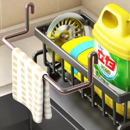 No-Punch Kitchen Shelf Rack – Sink Storage for Rags & Spices