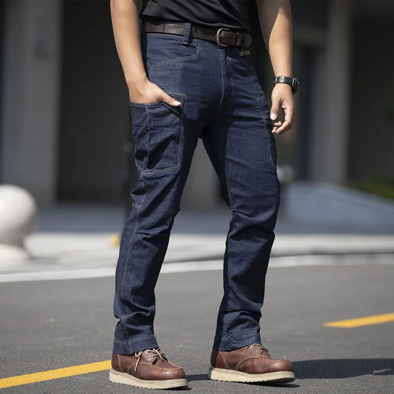 Elasticity Cargo Jeans Men - Waterproof Tactical Trousers with Multi-Pockets