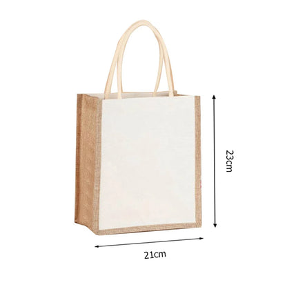 Burlap Jute Tote Bag - Vintage Reusable Grocery & Gift Bag