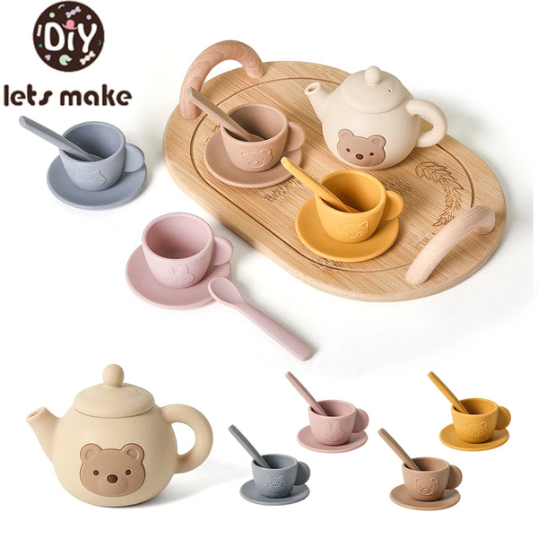 Kids Play House Toys Wooden Tea Set Pretend Make Tea Play With