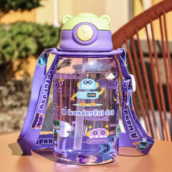 650ML Cute Kids Water Bottle With Straw Free Bpa Leakproof Outdoor
