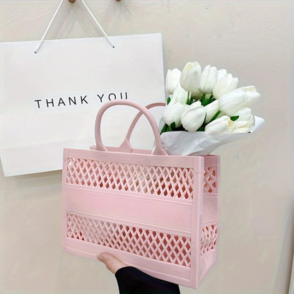 Candy-Colored Basket Bag - Large Capacity Beach Tote