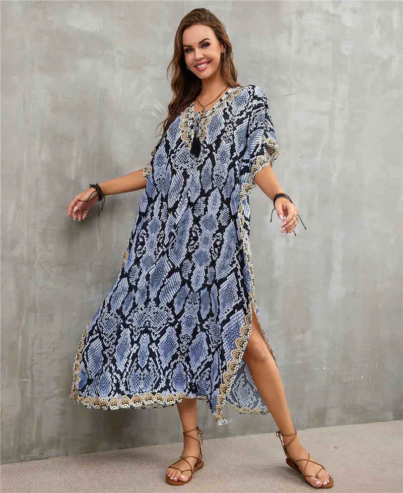 Women's Plus Size Kaftan Dress: Maxi Caftan Beach Cover Up & Summer Loungewear