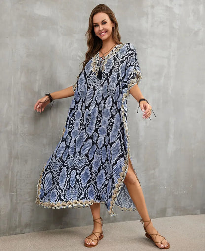 Women's Plus Size Kaftan Dress: Maxi Caftan Beach Cover Up & Summer Loungewear