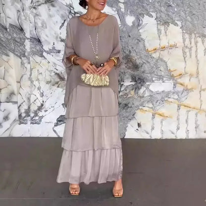 Women's Elegant Bat Sleeve Long Dress - Plus Size Robe