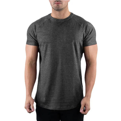Men's Plain Gym T-shirt - Summer Fitness Cotton Slim Fit