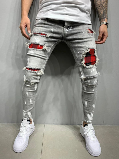 Men's Punk Hip Hop Black Jeans